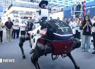 Robotló és lovasa lopják el a show-t egy kínai konferencián