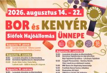 Bor és Kenyér Ünnepe Siófokon 2026. augusztus 14-22. között